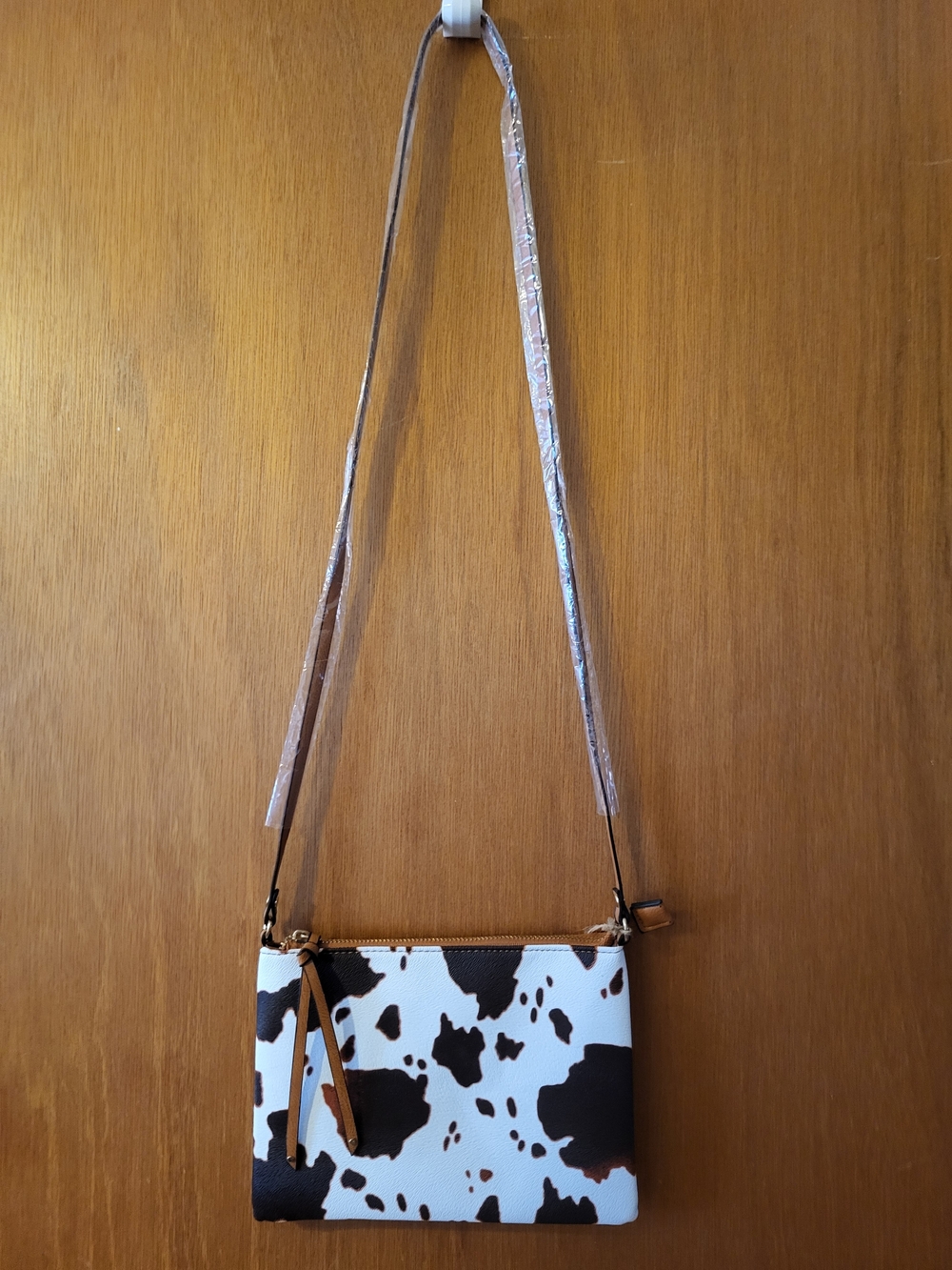 Cow Print Crossbody Bag in Tan, Black and White